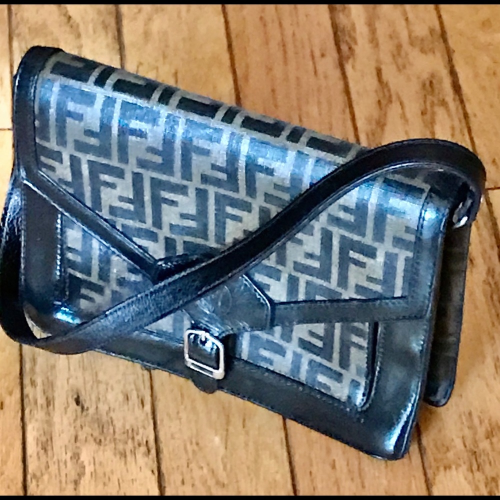 Vintage Authentic Fendi Zucca Shoulder Bag, Mint
